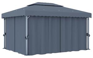 Sjenica sa zastorom 4 x 3 m antracit aluminijska - Antracitno siva / 4 x 3 m