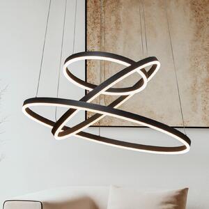 Arcchio LED visilica Albiona, crna, 3 prstena, Ø 80 cm