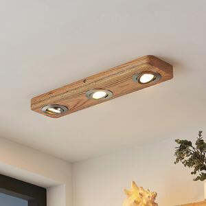 Lindby LED stropna svjetiljka Mikari, 48 cm, drvo, okretna, Drvo, Dnevni boravak/blagovaonica, Drvo