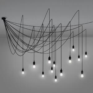 SELETTI Maman LED viseća lampa crna/prozirna 14 sp, prigušiva, Crno, Dnevni boravak/blagovaonica, Plastika
