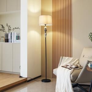 Lindby podna lampa Haldorin, sivo/crna, tekstil, 157 cm
