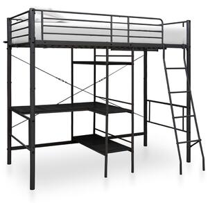 Krevet na kat sa stolićima u okviru crni metalni 90 x 200 cm - Crna / 90 x 200 cm