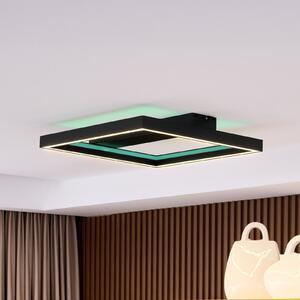 Lucande Smart LED stropna svjetiljka Tjado, 50 cm, crna, RGBW, prigušiva, Crno, Dnevni boravak/blagovaonica, Metal