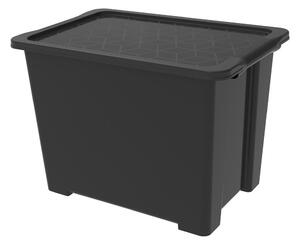 Sjajna crna plastična kutija za pohranu s poklopcem Evo Easy - Rotho
