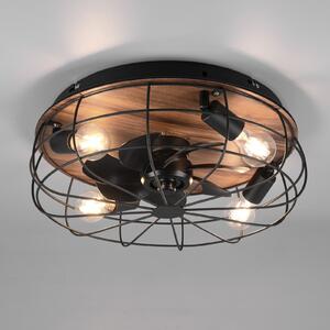 Reality Leuchten Trondheim stropni ventilator, daljinski, 4xE27, drvo, Crno, Dnevni boravak/blagovaonica, Metal