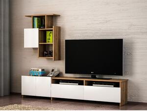 Woody Fashion TV jedinica, Orah Bijela boja, Mariposa - Walnut, White