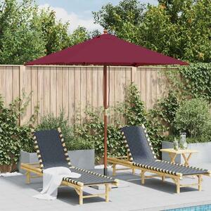 Vanjski suncobran s drvenim stupom 150 x 200 cm bordo - Crvena / N/A