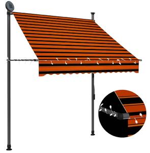Tenda na ručno uvlačenje s LED svjetlom 150 cm narančasto-smeđa - Šarena / N/A