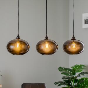 Opviq Viseća lampa Smoked 052 linearno staklo s 3 žarulje Ø27cm, prigušiva, Sivo, Dnevni boravak/blagovaonica, Staklo
