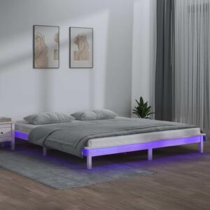 LED okvir kreveta bijeli 120x190 cm mali bračni masivno drvo - Bijela / 120 x 190 cm