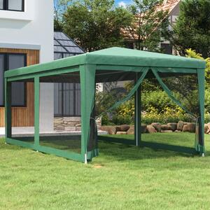 Šator za zabave sa 6 mrežastih bočnih zidova zeleni 3x6 m HDPE - Zelena / 3 x 6 m