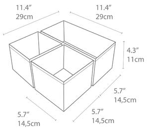 Set od 3 siva organizatora Bigso Box of Sweden Drawer