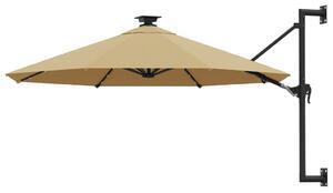 Zidni vrtni suncobran s LED svjetlima 300 cm smeđesivi - Tupe / N/A