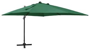 Konzolni vrtni suncobran sa stupom i LED svjetlom 300 cm zeleni - Zelena / Default