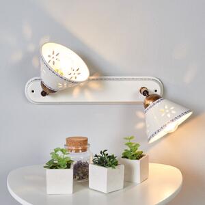 2-plamenska zidna lampa NONNA od bijele keramike