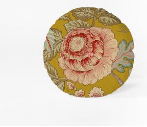 Žuti jastuk Velvet Atelier Japanese Flowers, ø 40 cm