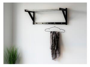 Crna zidna vješalica od drveta topole s policom Padova - House Nordic
