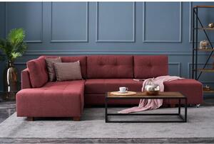 Atelier Del Sofa Kutna garnitura na razvlačenje, Bordo crvena, Manama Corner Sofa Bed Left - Claret Red