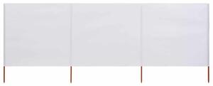 Vjetrobran s 3 panela od tkanine 400 x 160 cm pješčano bijeli - Bijela / 400 x 160 cm