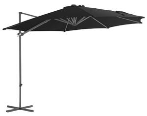 Konzolni vrtni suncobran s čeličnim stupom 300 cm crni - Crna / 300 x 255 cm