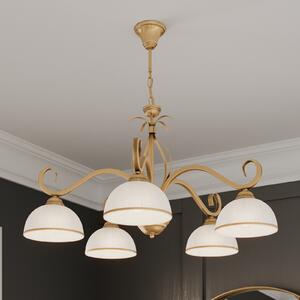EMIBIG LIGHTING Wivara 5 viseća svjetiljka, pet svjetala, zlatna, prigušiva, Zlato / mjed, Dnevni boravak/blagovaonica, Metal