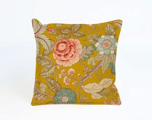 Žuti jastuk Velvet Atelier Japanese Flowers, 45 x 45 cm