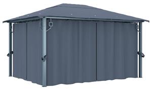Sjenica sa zastorom 400 x 300 cm antracit aluminijum - Antracitno siva / 400 x 300 cm