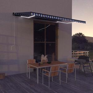 Tenda sa senzorom za vjetar LED 500 x 300 cm plavo-bijela - Plava / 500 x 300 cm