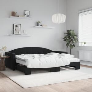 Dnevni krevet na razvlačenje s madracima crni 90x200 cm baršun - Crna / 90 x 200 cm