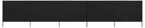 Vjetrobran s 5 panela od tkanine 600 x 160 cm crni - Crna / 600 x 160 cm