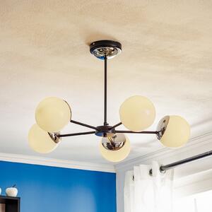 Stropna lampa Sfera 5 žarulja. Razmak staklo/crno/krom