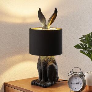 Lindby stolna lampa Lorentina, 56 cm, zec, crna, tekstil