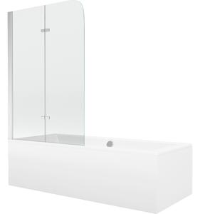 Mexen Cube pravokutna kada 180 x 80 cm s oblogom i 2-krilnim paravanom 100 cm, prozirna, krom - 550518080X9010020100