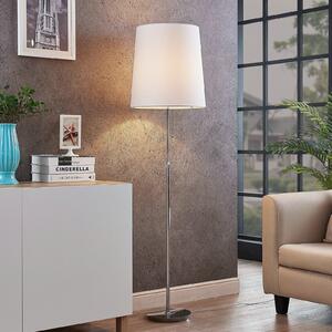 Lucande podna lampa Pordis, 155cm, krom, bijela, metal, tekstil
