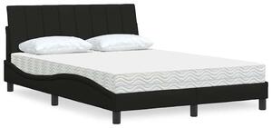 Krevet s madracem Hanko crni 140x200 cm od tkanine - Crna / 140 x 200 cm