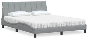 Krevet s madracem Hanko svjetlosiva 160x200 cm tkanina - Siva / 160 x 200 cm