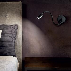 IDEAL LUX Fleksibilna LED zidna svjetiljka Focus, crna, Crno, spavaća soba, Metal