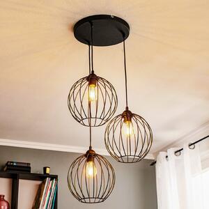 HELAM Cumera viseća svjetiljka, tri žarulje, okrugla, prigušiva, Crno, Dnevni boravak/blagovaonica, Metal