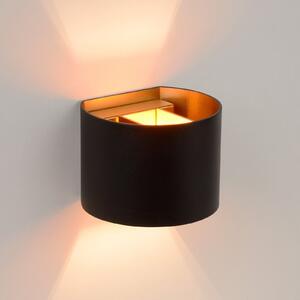 Lucide Xio LED zidna svjetiljka, širina 13 cm, crna, prigušiva, Crno, Dnevni boravak/blagovaonica, Metal