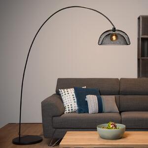 Podna lampa Mesh, crna, lučna svjetiljka