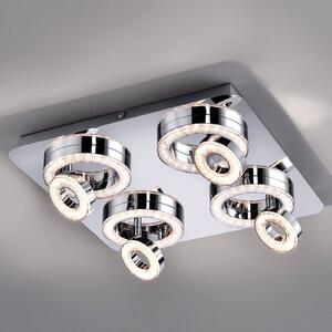 Kvadratna LED stropna lampa Tim sa 8 prstenova