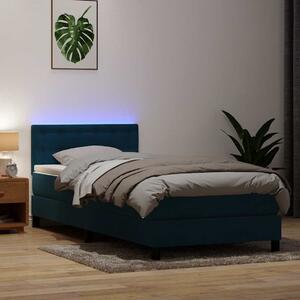 Box Spring krevet s madracem i LED tamnoplavi 80x220 cm baršunasti - Plava / 80 x 220 cm