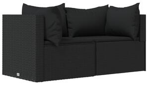 VidaXL Kutne vrtne sofe s jastucima 2 kom crne od poliratana