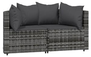 VidaXL Kutne vrtne sofe s jastucima 2 kom sive od poliratana