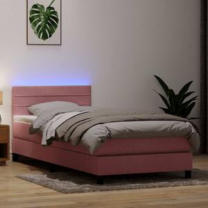 Box Spring krevet s madracem i LED ružičasti 90x210 cm samt - Ružičasti / 90 x 210 cm