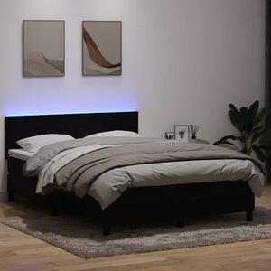 Box Spring krevet s madracem i LED crni 160x210 cm baršunasti - Crna / 160 x 210 cm