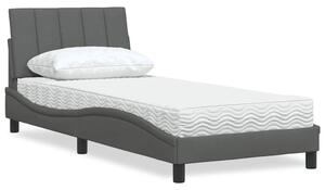 Krevet s madracem Hanko tamnosivi 90x200 cm od tkanine - Siva / 90 x 200 cm