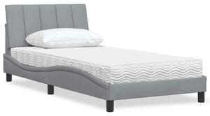 Krevet s madracem Hanko svjetlosivi 100x200 cm od tkanine - Siva / 100 x 200 cm