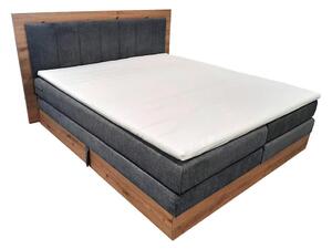 Boxspring krevet JASMINE 180x200 cm s madracima, topperom i spremištem, siva
