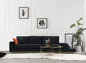 Atelier Del Sofa Četverosjed, LINE s integriranim stolićem, crni, Line With Side Table - Black